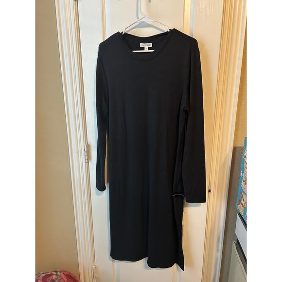 Prologue Black Midi Knit Dress in Long Sleeves Cozy Dressy Workwear Career - Picture 1 of 5